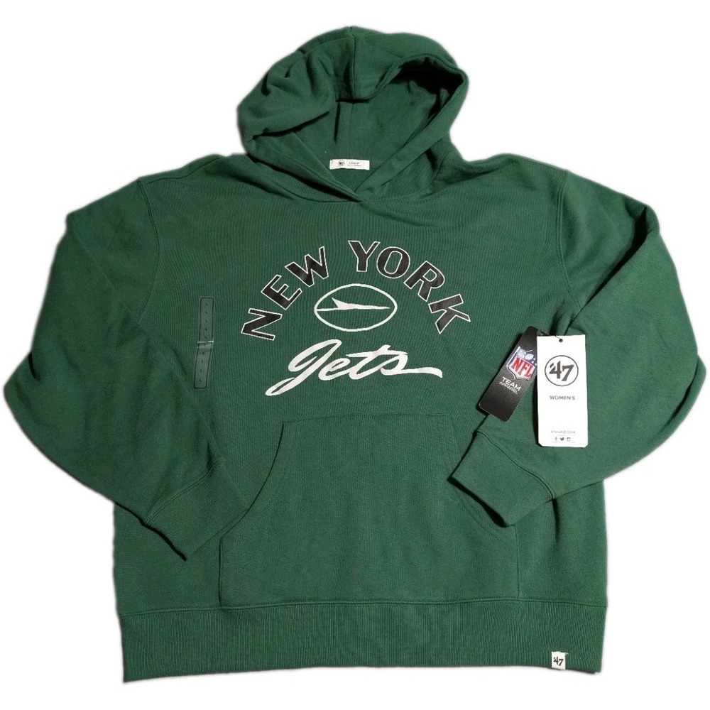 47 Brand New York Jets Womens Hoodie Green Pullover Sweatshirt Large NWT NFL